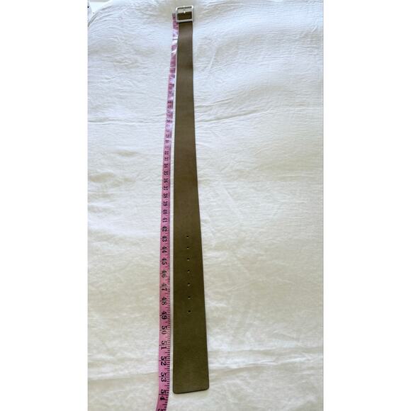 Anthropologie | SZ 2X | Taupe Suede Leather Square Silver Buckle Wide Belt Boho main image 3